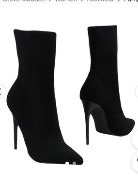 Shoe Republic LA Shimmer Black Velvet Heels Boots